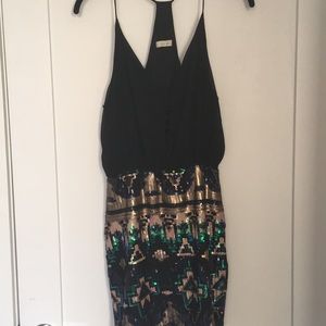 Sparkly tight dress with black loose top